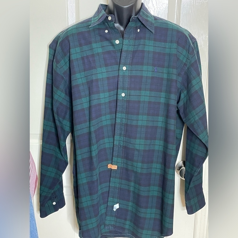 Polo Ralph Lauren icon logo Classic fit check oxford shirt in green/navy large 